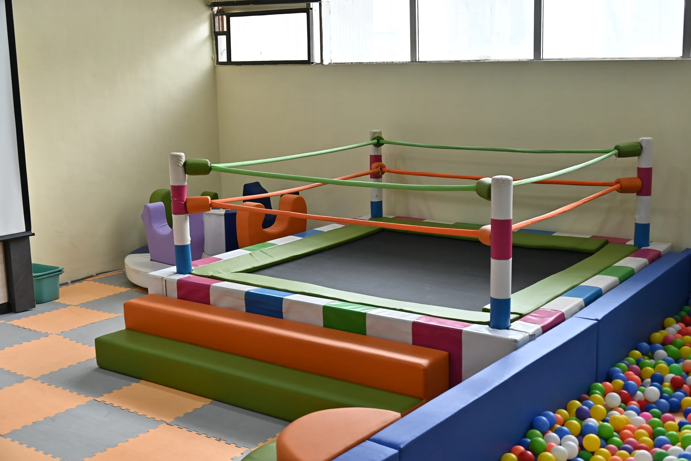 Indoor activity area arranged for school and preschool groups at Lopa