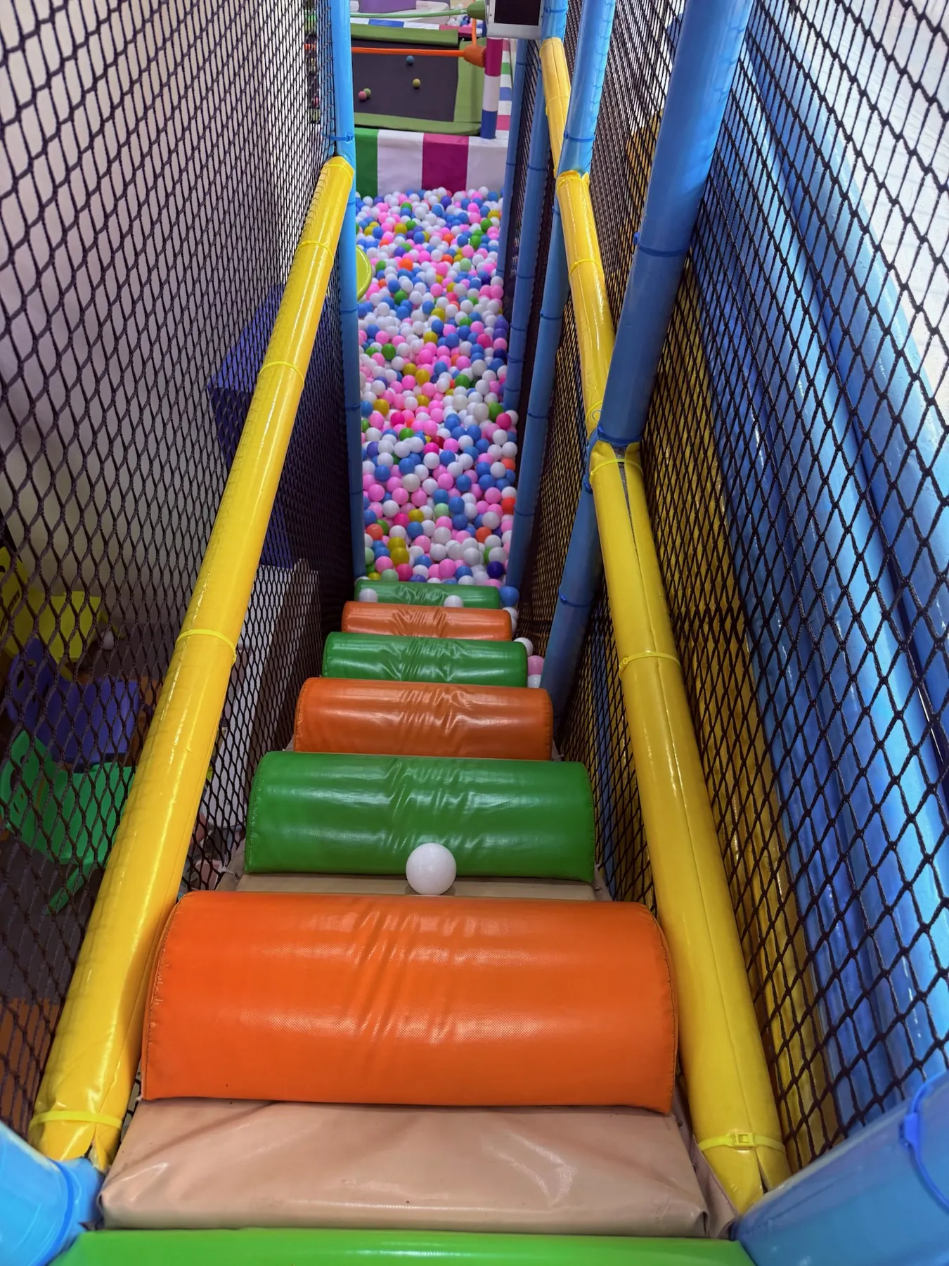 Colourful rainbow steps in the Lopa indoor play area